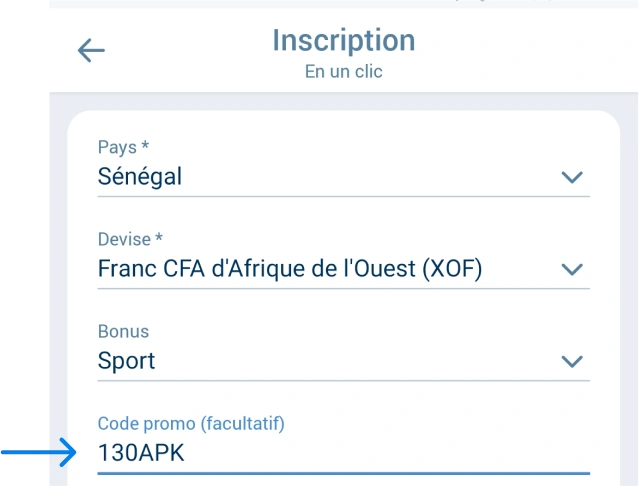 Comment utiliser le code promo 1xBet apk Sénégal